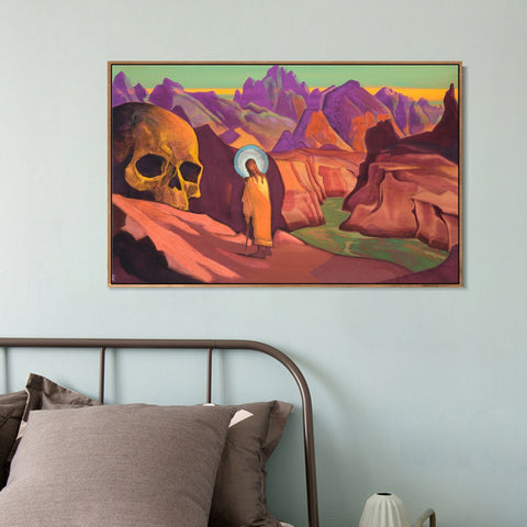 INVIN ART Framed Canvas Giclee Print Issa and giant's head, 1932 by Nicholas Roerich Wall Art Living Room Home Office Decorations
