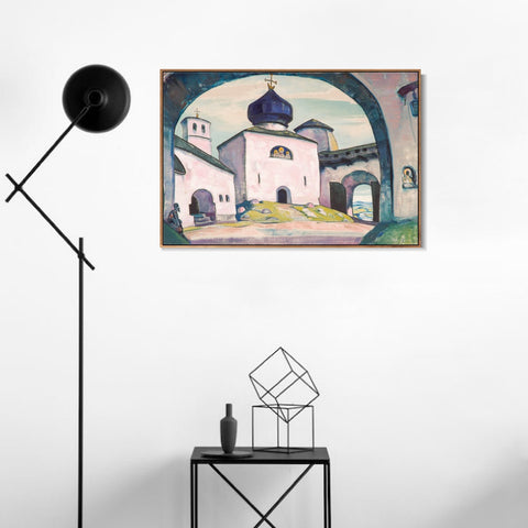 INVIN ART Framed Canvas Giclee Print Old Pskov, 1922 by Nicholas Roerich Wall Art Living Room Home Office Decorations