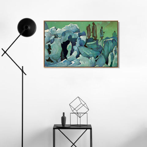 INVIN ART Framed Canvas Giclee Print Patrol of Himalayas, 1925 by Nicholas Roerich Wall Art Living Room Home Office Decorations