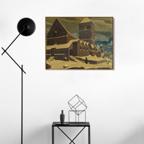 INVIN ART Framed Canvas Giclee Print Repentance, 1917 by Nicholas Roerich Wall Art Living Room Home Office Decorations