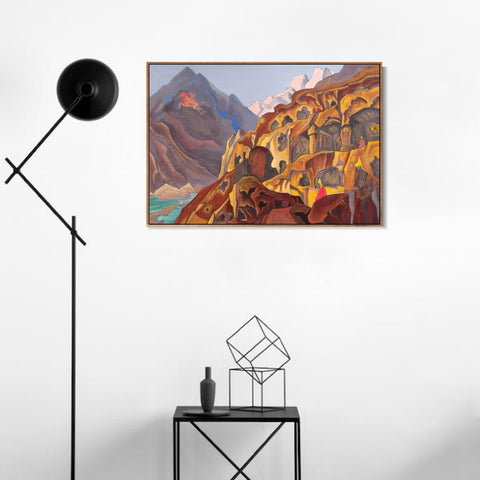 INVIN ART Framed Canvas Giclee Print Sared Caves, 1932 by Nicholas Roerich Wall Art Living Room Home Office Decorations