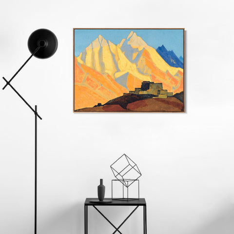 INVIN ART Framed Canvas Giclee Print Sared Himalayas, 1933-1 by Nicholas Roerich Wall Art Living Room Home Office Decorations