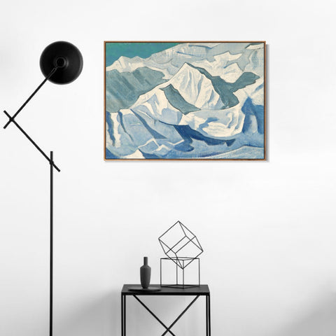 INVIN ART Framed Canvas Giclee Print Snowy Lift, 1924 by Nicholas Roerich Wall Art Living Room Home Office Decorations