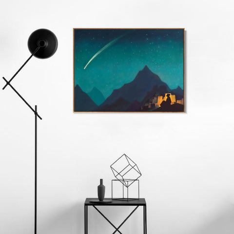 INVIN ART Framed Canvas Giclee Print Star of the Hero, 1936(1) by Nicholas Roerich Wall Art Living Room Home Office Decorations