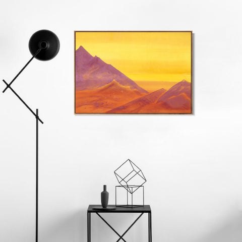 INVIN ART Framed Canvas Giclee Print sunrise-unfinished-1930 by Nicholas Roerich Wall Art Living Room Home Office Decorations