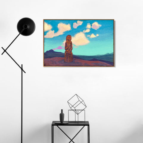 INVIN ART Framed Canvas Giclee Print the Holder of the Cup Mongolia, 1937 by Nicholas Roerich Wall Art Living Room Home Office Decorations
