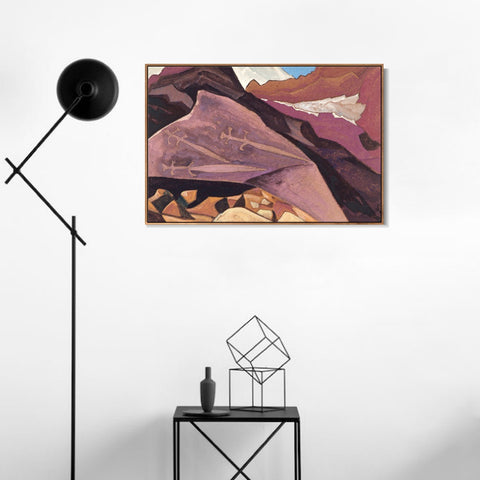 INVIN ART Framed Canvas Giclee Print three Swords Paintings on the Stone, 1932 by Nicholas Roerich Wall Art Living Room Home Office Decorations