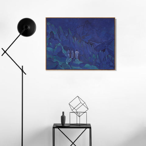 INVIN ART Framed Canvas Giclee Print Burning the Darkness, 1924 by Nicholas Roerich Wall Art Living Room Home Office Decorations