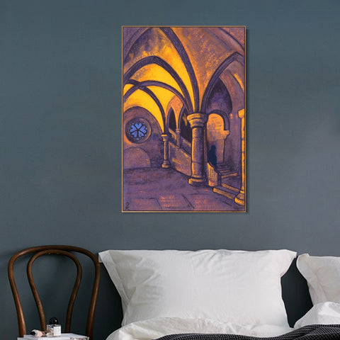 INVIN ART Framed Canvas Giclee Print Castle, 1936 by Nicholas Roerich Wall Art Living Room Home Office Decorations