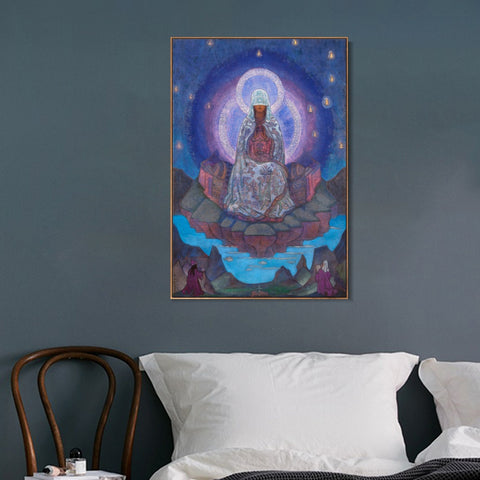 INVIN ART Framed Canvas Giclee Print Mother of the World, 1937 by Nicholas Roerich Wall Art Living Room Home Office Decorations