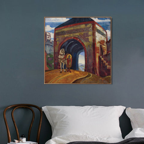 INVIN ART Framed Canvas Giclee Print St. Mercurius of Smolensk, Made of oil on canvas by Nicholas Roerich Wall Art Living Room Home Office Decorations
