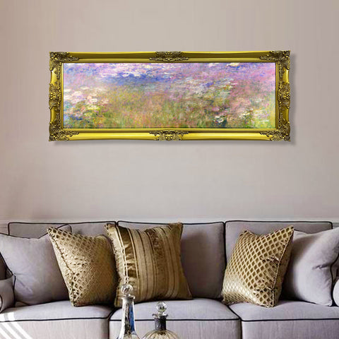 INVIN ART Framed Canvas Artwork,Water lily#34 by Claude Monet, Giclee Print Painting Wall Art Decor for Restaurant,Hotel,Bar,Living Room
