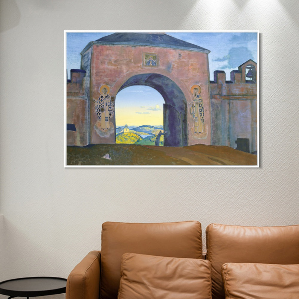 INVIN ART Framed Canvas Giclee Print We are Opening the Gates-1922 by Nicholas Roerich Wall Art Living Room Home Office Decorations