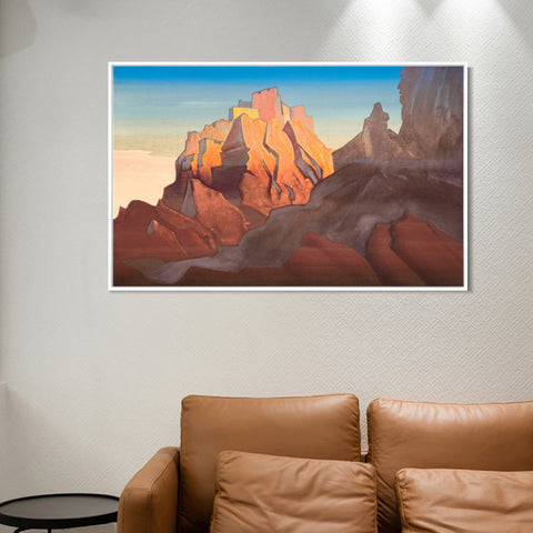 INVIN ART Framed Canvas Giclee Print Basgo-1932 by Nicholas Roerich Wall Art Living Room Home Office Decorations