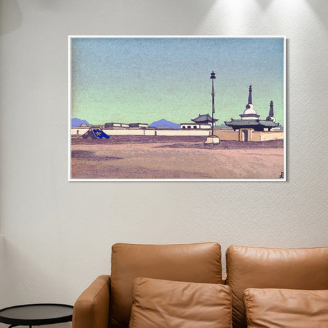 INVIN ART Framed Canvas Giclee Print Batuhalka the Capital of Inner Mongolia-1927 by Nicholas Roerich Wall Art Living Room Home Office Decorations