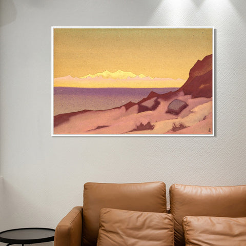 INVIN ART Framed Canvas Giclee Print Border of Tibet Tsaidam-1936 by Nicholas Roerich Wall Art Living Room Home Office Decorations