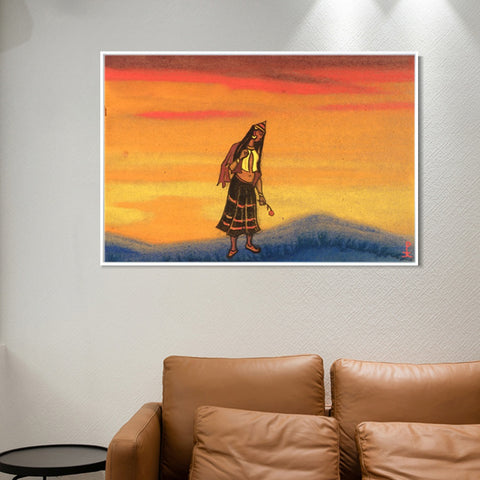INVIN ART Framed Canvas Giclee Print Captive with Rose 1943 by Nicholas Roerich Wall Art Living Room Home Office Decorations