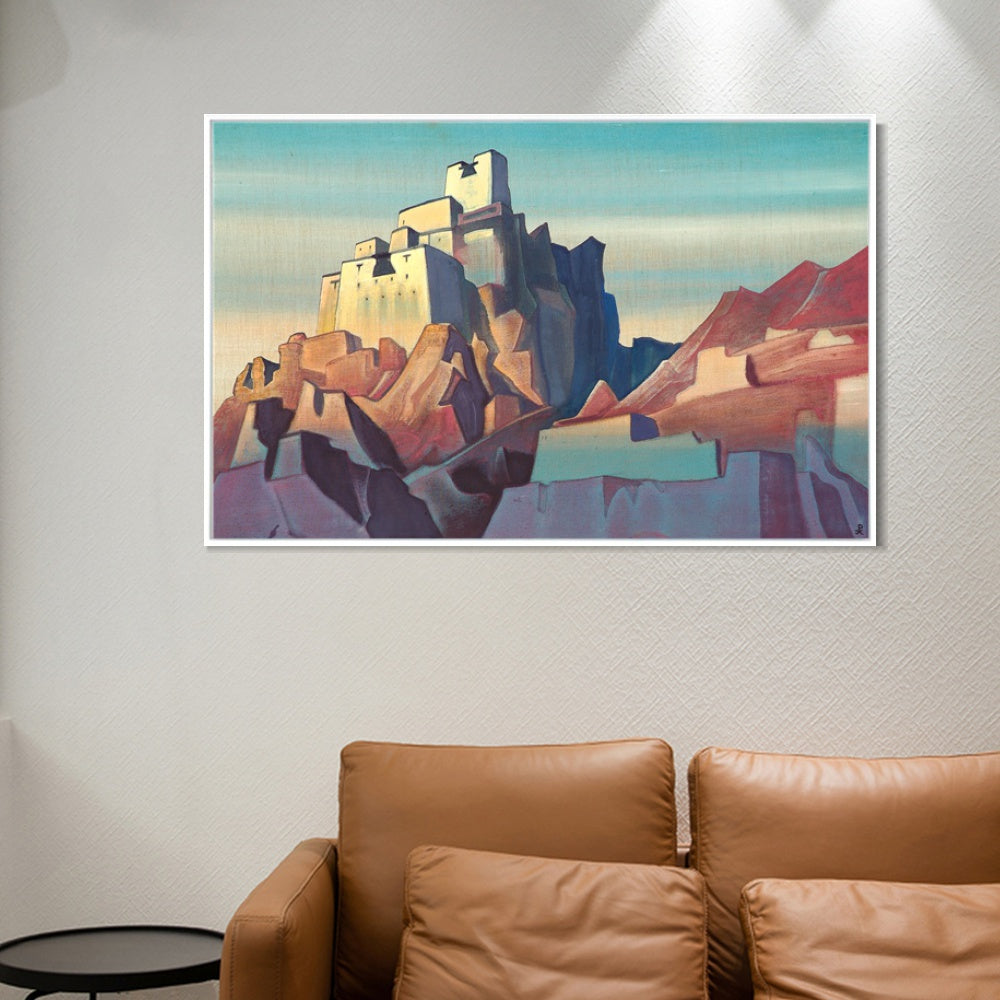 INVIN ART Framed Canvas Giclee Print Castle of Ladakh 1933 by Nicholas Roerich Wall Art Living Room Home Office Decorations