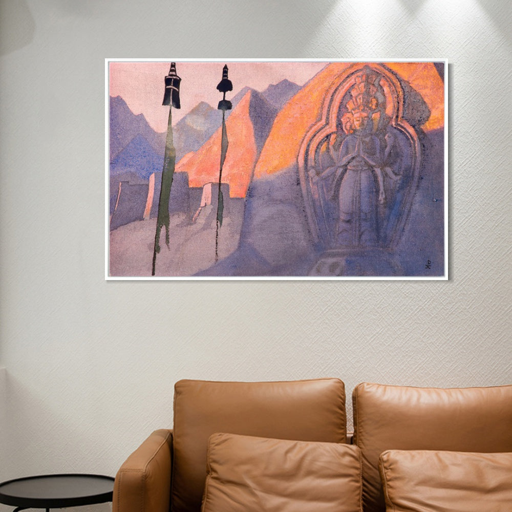 INVIN ART Framed Canvas Giclee Print Chenrezig 1932 by Nicholas Roerich Wall Art Living Room Home Office Decorations