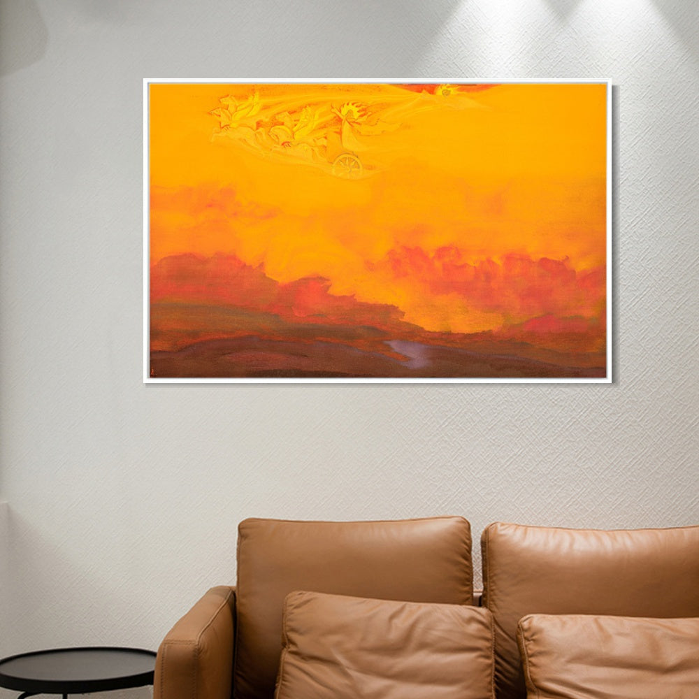 INVIN ART Framed Canvas Giclee Print Elijah the Prophet 1931 by Nicholas Roerich Wall Art Living Room Home Office Decorations