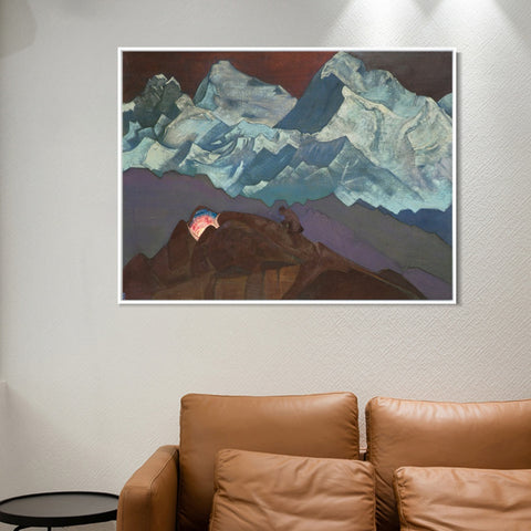 INVIN ART Framed Canvas Giclee Print Fire Blossom, 1924 by Nicholas Roerich Wall Art Living Room Home Office Decorations