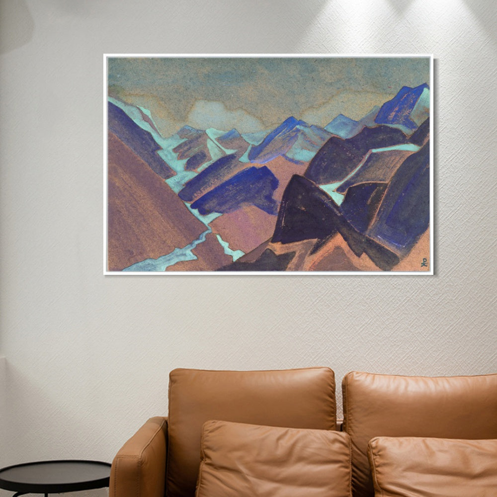 INVIN ART Framed Canvas Giclee Print Glaciers of Lahaul, 1936 by Nicholas Roerich Wall Art Living Room Home Office Decorations