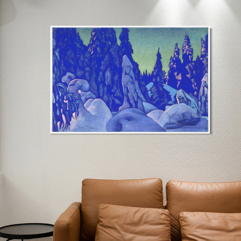 INVIN ART Framed Canvas Giclee Print Guardians of the Snow, 1922 by Nicholas Roerich Wall Art Living Room Home Office Decorations