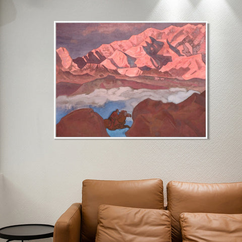INVIN ART Framed Canvas Giclee Print He Who Hastens, 1924 by Nicholas Roerich Wall Art Living Room Home Office Decorations