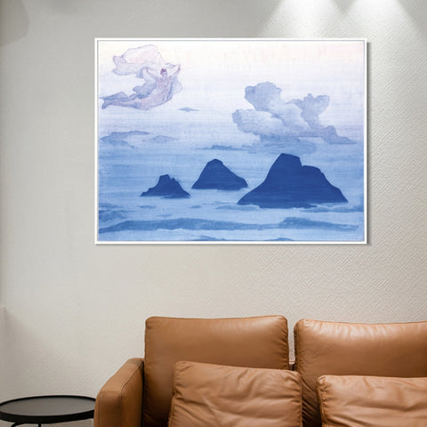 INVIN ART Framed Canvas Giclee Print Higher than Mountains, 1924-1 by Nicholas Roerich Wall Art Living Room Home Office Decorations