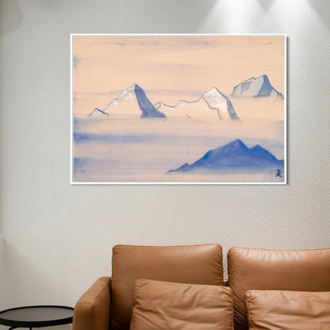 INVIN ART Framed Canvas Giclee Print Himalayas Study Holy Himalayas, 1933 by Nicholas Roerich Wall Art Living Room Home Office Decorations