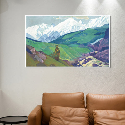 INVIN ART Framed Canvas Giclee Print Ienno Guio Dia Friend of Travelers, 1924 by Nicholas Roerich Wall Art Living Room Home Office Decorations