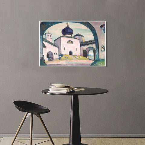 INVIN ART Framed Canvas Giclee Print Old Pskov, 1922 by Nicholas Roerich Wall Art Living Room Home Office Decorations