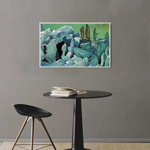 INVIN ART Framed Canvas Giclee Print Patrol of Himalayas, 1925 by Nicholas Roerich Wall Art Living Room Home Office Decorations