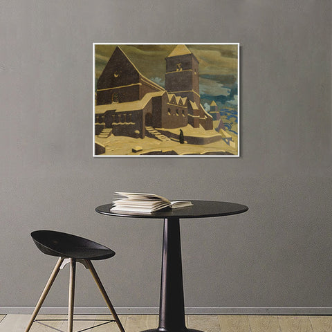 INVIN ART Framed Canvas Giclee Print Repentance, 1917 by Nicholas Roerich Wall Art Living Room Home Office Decorations