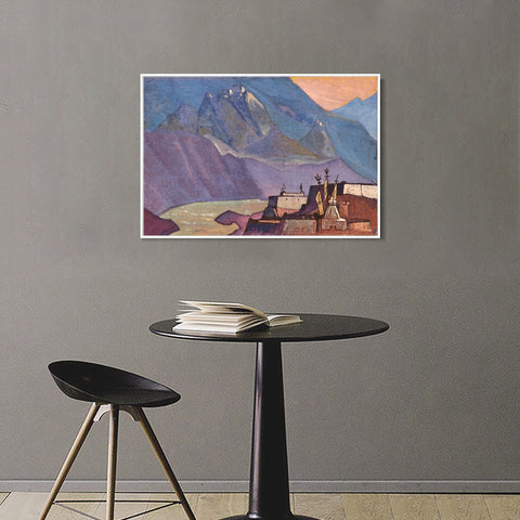 INVIN ART Framed Canvas Giclee Print River Chandra, 1932 by Nicholas Roerich Wall Art Living Room Home Office Decorations