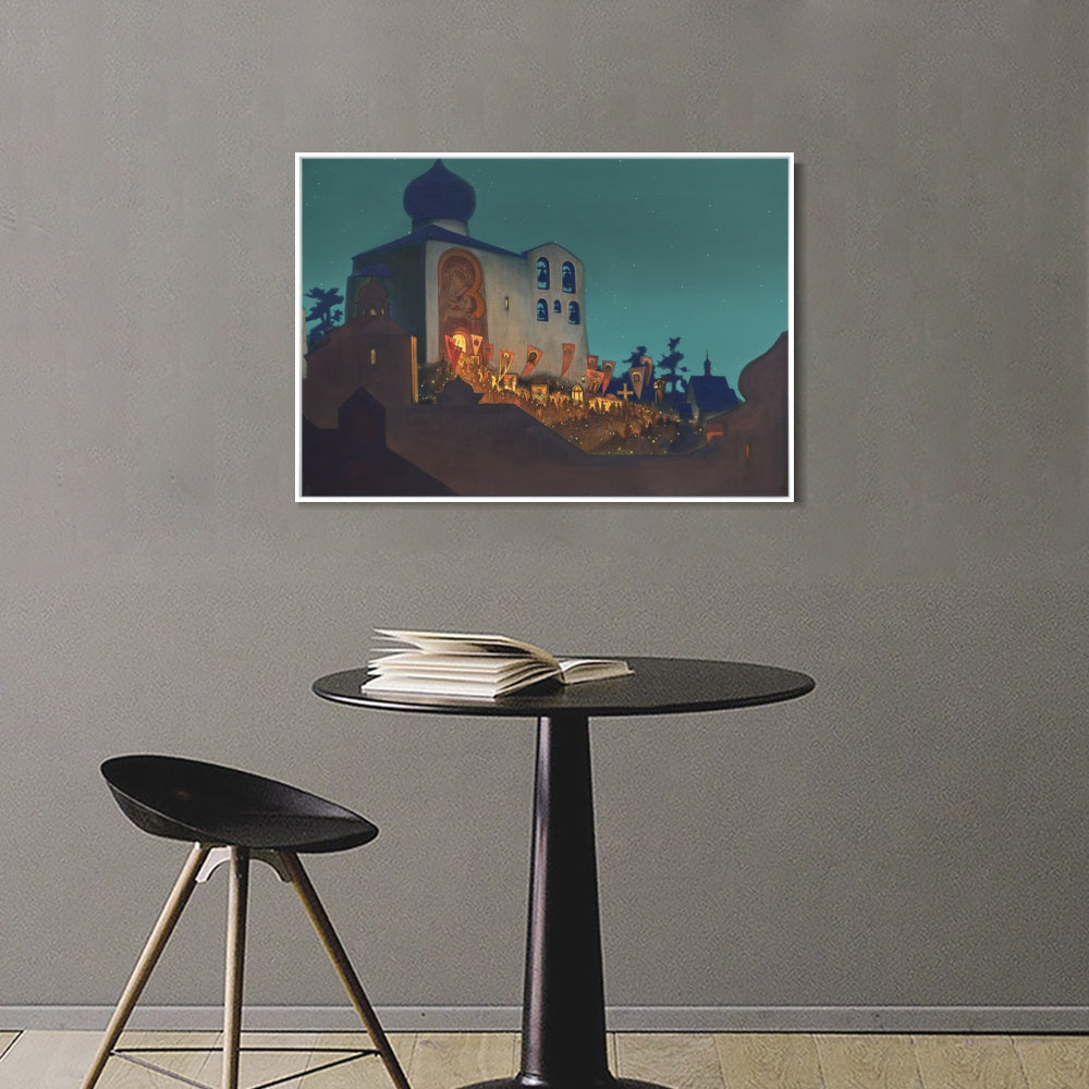INVIN ART Framed Canvas Giclee Print Russian Easter, 1924 by Nicholas Roerich Wall Art Living Room Home Office Decorations