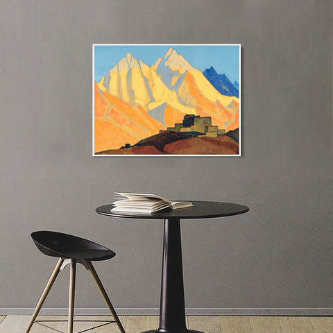 INVIN ART Framed Canvas Giclee Print Sared Himalayas, 1933-1 by Nicholas Roerich Wall Art Living Room Home Office Decorations