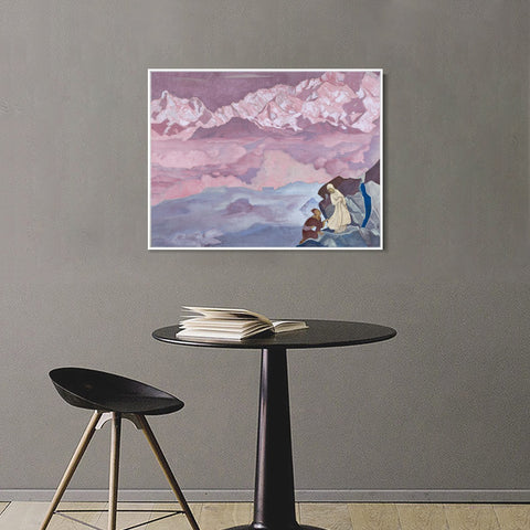 INVIN ART Framed Canvas Giclee Print She Who Leads, 1943 by Nicholas Roerich Wall Art Living Room Home Office Decorations