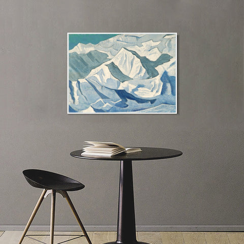 INVIN ART Framed Canvas Giclee Print Snowy Lift, 1924 by Nicholas Roerich Wall Art Living Room Home Office Decorations