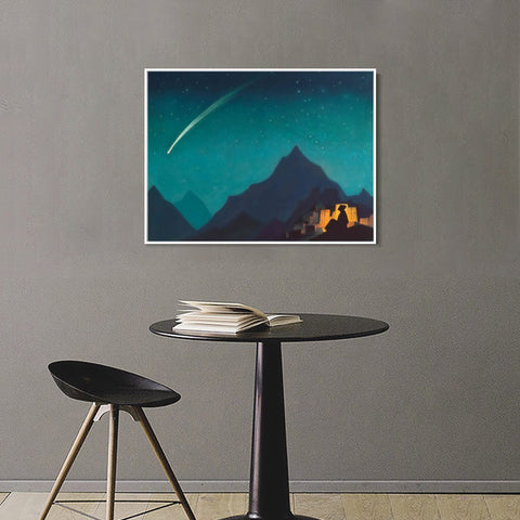 INVIN ART Framed Canvas Giclee Print Star of the Hero, 1936(1) by Nicholas Roerich Wall Art Living Room Home Office Decorations