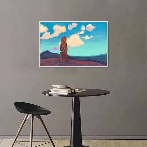 INVIN ART Framed Canvas Giclee Print the Holder of the Cup Mongolia, 1937 by Nicholas Roerich Wall Art Living Room Home Office Decorations