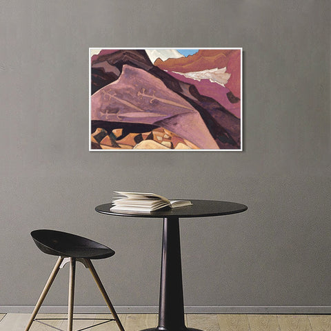 INVIN ART Framed Canvas Giclee Print three Swords Paintings on the Stone, 1932 by Nicholas Roerich Wall Art Living Room Home Office Decorations