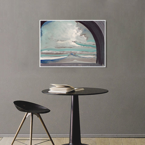 INVIN ART Framed Canvas Giclee Print White Cloud, 1922 by Nicholas Roerich Wall Art Living Room Home Office Decorations