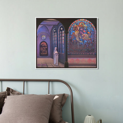 INVIN ART Framed Canvas Giclee Print Glory to the Hero, 1933 by Nicholas Roerich Wall Art Living Room Home Office Decorations