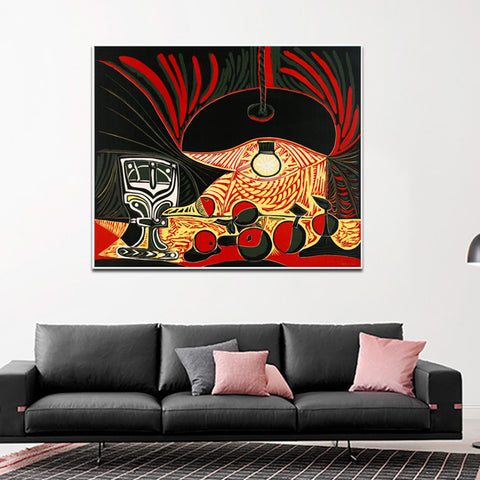 Invin Art Framed Stretch Canvas Still Life Under the Lamp by Pablo Picasso Wall Art Home Decor