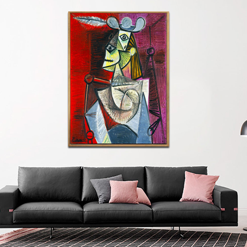 Invin Art Framed Stretch Canvas Woman In An Armchair by Pablo Picasso Wall Art Home Decor