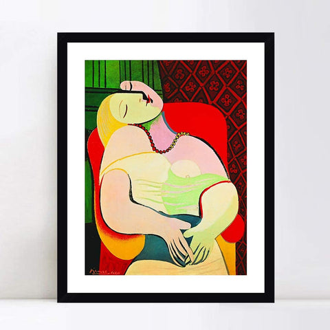 INVIN ART Framed Canvas Giclee Print Art Dream by Pablo Picasso Wall Art Living Room Home Office Decorations