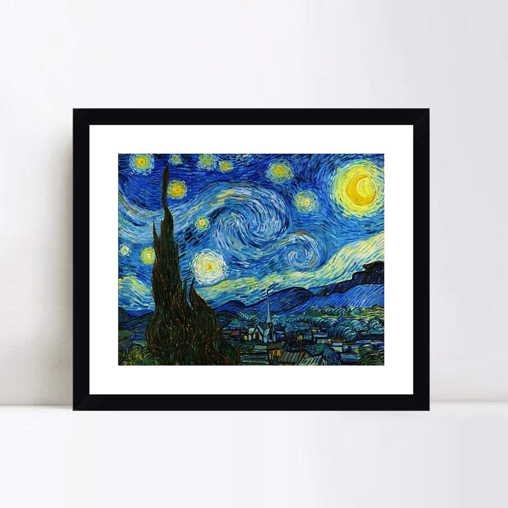 INVIN ART Framed Canvas Starry Night by Vincent Van Gogh Wall Art
