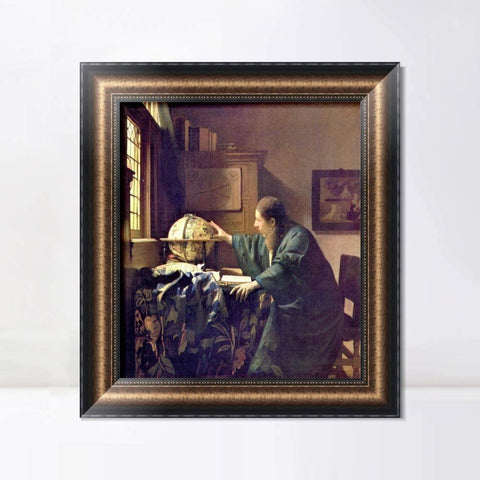 INVIN ART Framed Canvas Art Giclee Print The Astronomer by Johannes Vermeer Wall Art Living Room Home Office Decorations