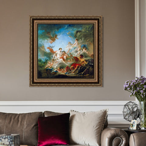INVIN ART Framed Canvas Art Giclee Print Vulcan Presenting Venus with Arms for Aeneas by Francois Boucher Wall Art Living Room Home Office Decorations